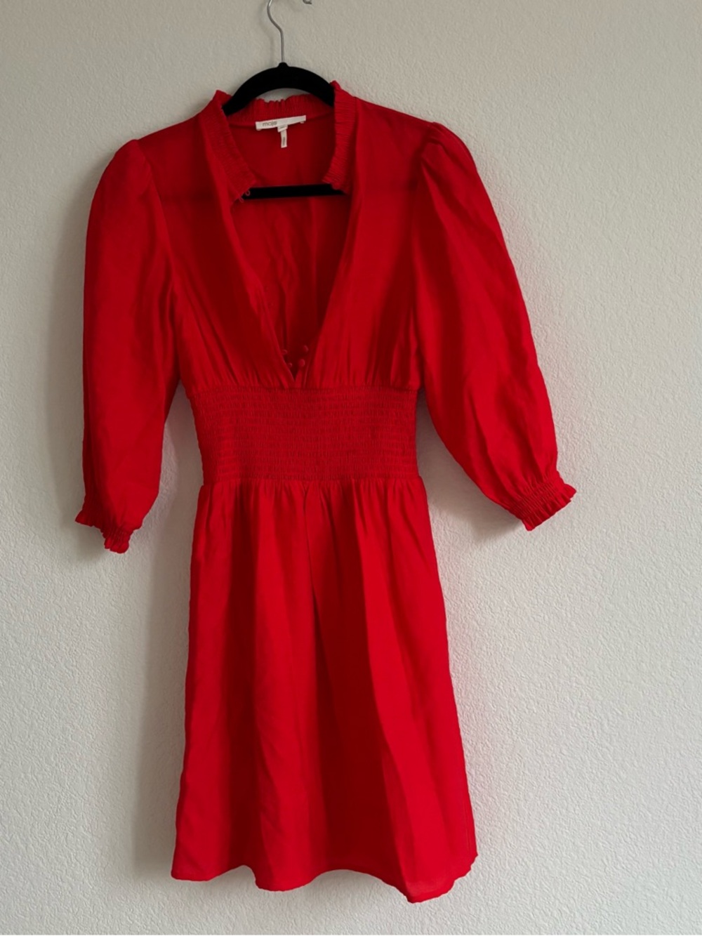 Maje Ritha Rouje Red Smocked Dress - Picture 10 of 17